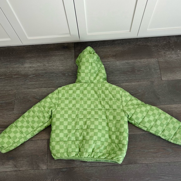 Wild Fable Green Checkered Puffer with Hood - Picture 5 of 5